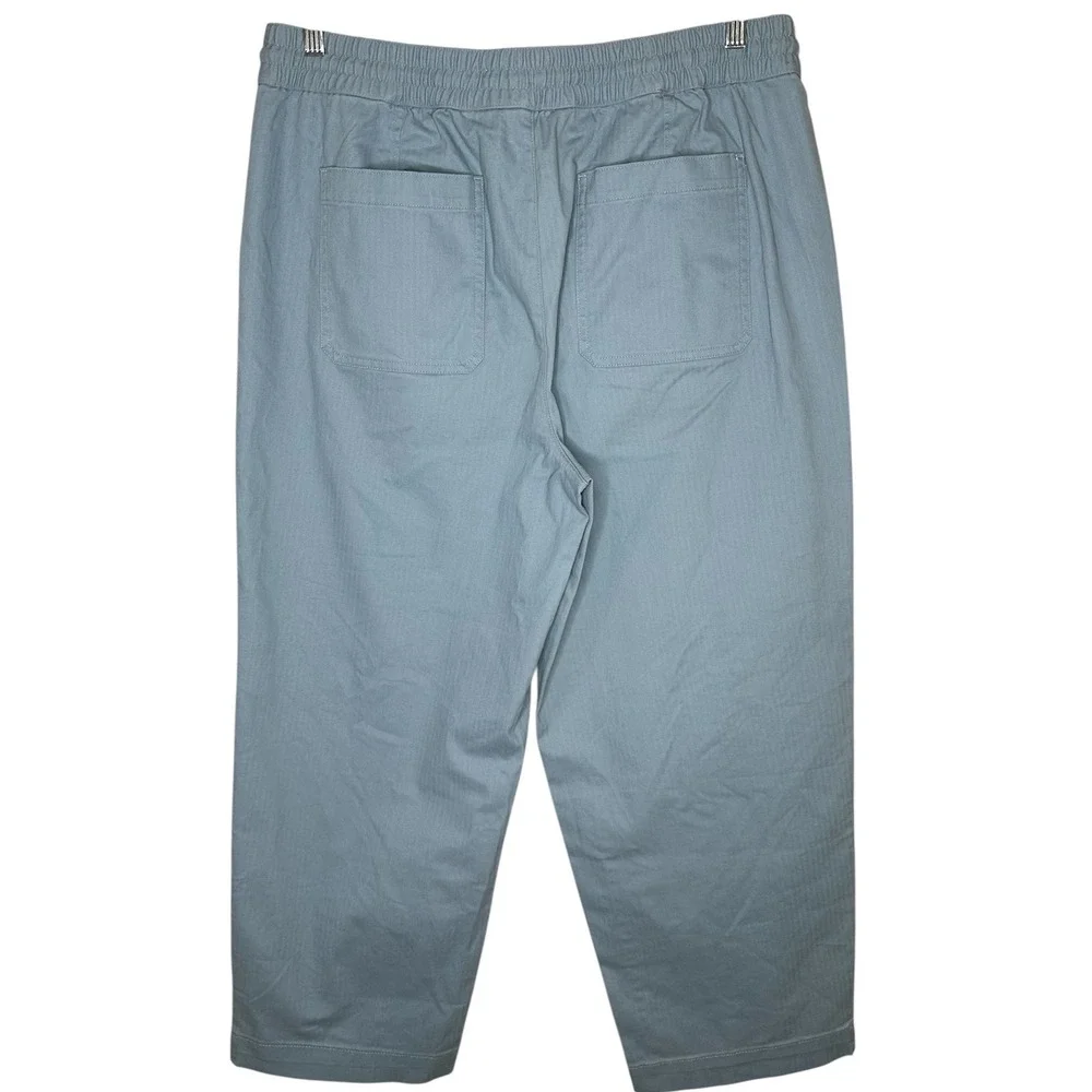 Lands' End Womens Light Blue Utility Drawstring Elastic Waist Patch Pocket Pants